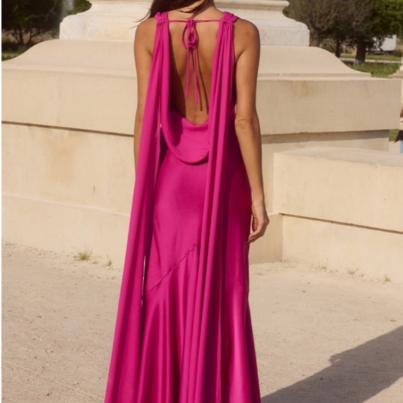 GABRIELLA COWL MAXI DRESS - FUCHSIA - Picture 2 of 6